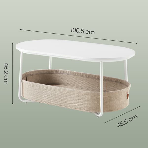 Soffbord 55x100x45,7 cm Vit Metallram