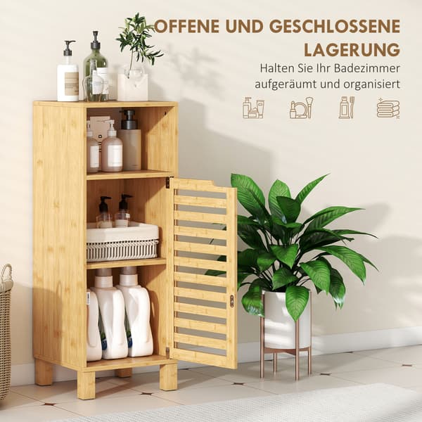 Badeværelsesskab, 30x30x80 cm, Brun, Bambus