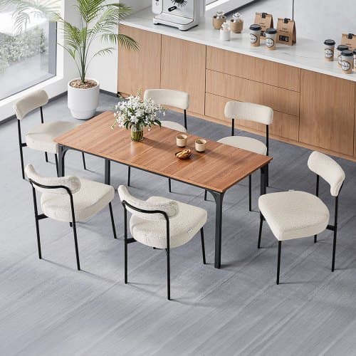 Matstolar set om 6, 54,5x50x79,5 cm, Vit, Klädda