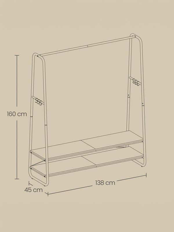 Klesstativ 45x138x160 cm Beige Stål