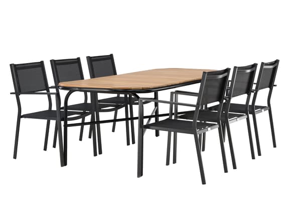 Spisebord og stol sæt 200x90x75 cm sort stål