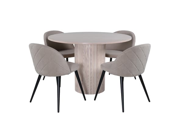 Spisebord og stol sæt Bianca 110x74 cm Sort Beige MDF Stof