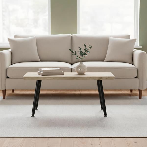 Soffbord, 100x50x45 cm, Ek+Svart, Stålben