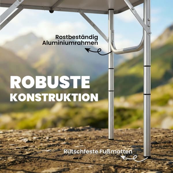 Campingbord 60x40x26-60 cm Sort Aluminium