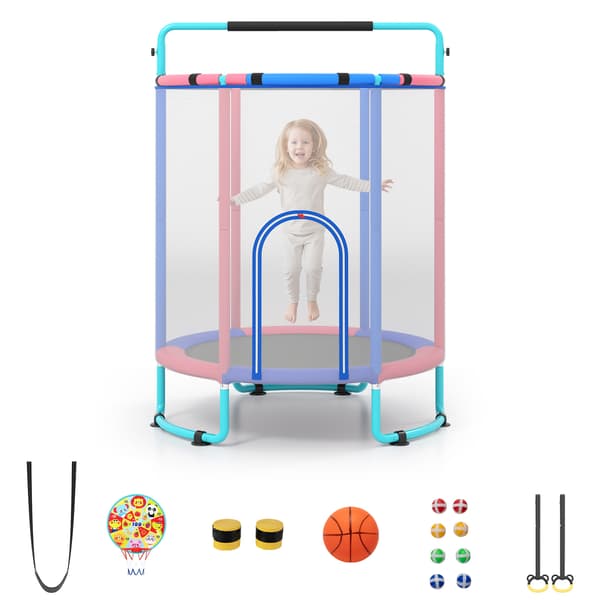 Børnetrampolin 6-i-1 154x154x210 cm pink