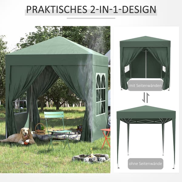 Pop-up pavillon, 200x200x240 cm, grøn