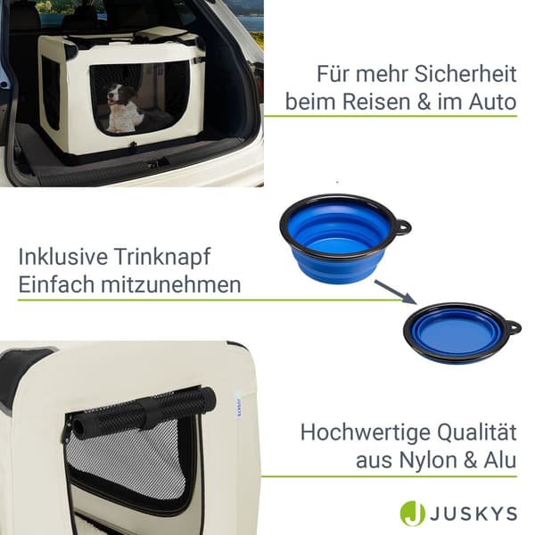 Hopfällbar hundtransportlåda Lassie XL beige
