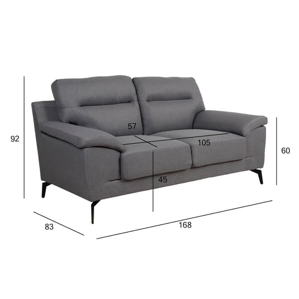 Soffa ENZO 168x83x92 cm mörkgrå tyg