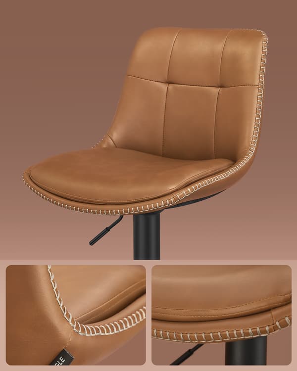 Barstolar Set om 2 63x84 cm Brun PU-läder