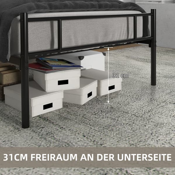 Seng, 95x211x106 cm, Sort, Stål