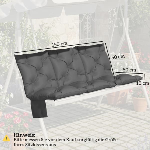Bänkdyna 150x100x10 cm Mörkgrå Polyester