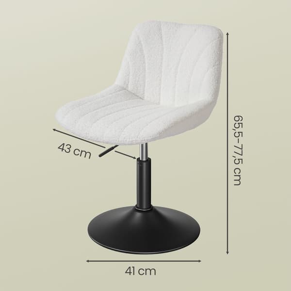 Puf til sminkebord 46,5x43x65,5-77,5 cm hvid Sherpa polstring
