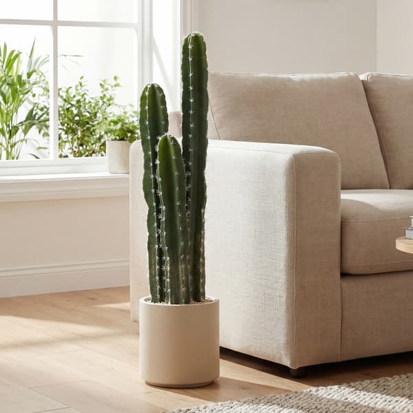 Kunstig kaktusplante, 95 cm, grøn, plast