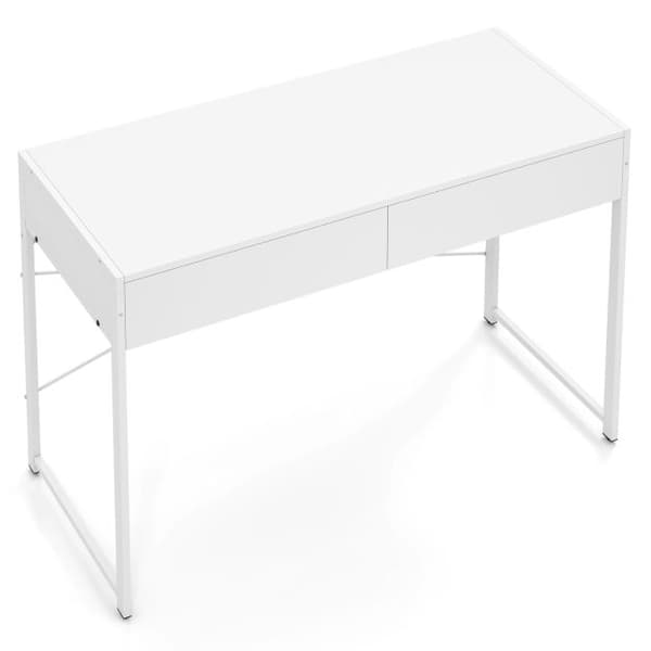 Computerbord med 2 skuffer 111x48x76 cm hvid