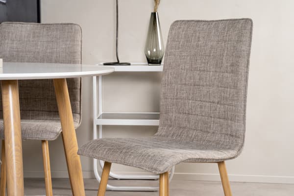 Spisebord og stol sæt 100x75 cm egetræ-look og hvid lys grå