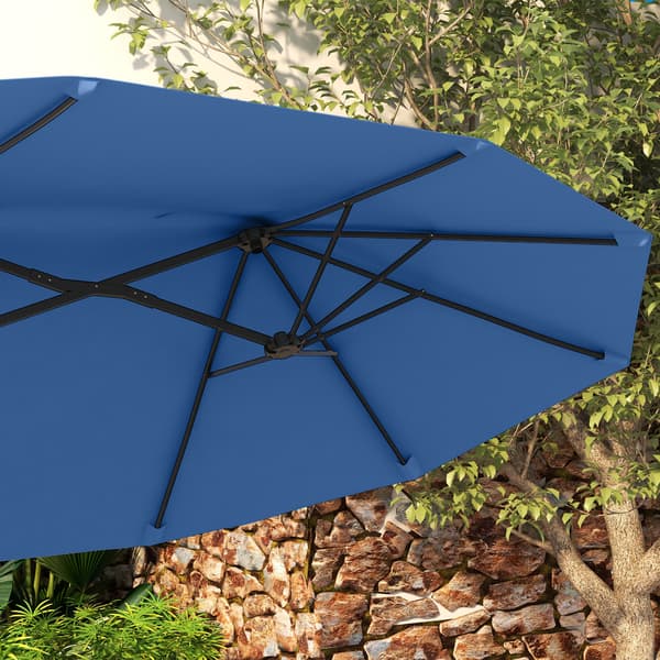 Uteparasoll 285x147 cm Blå Polyester och Stål