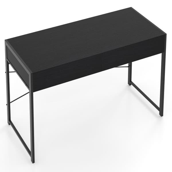 Computerskrivebord med 2 skuffer 111x48x76 cm sort