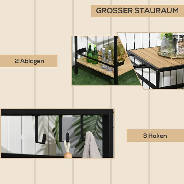 Serveringsvogn, 107x65x80 cm, Sort, Træ, Opbevaring