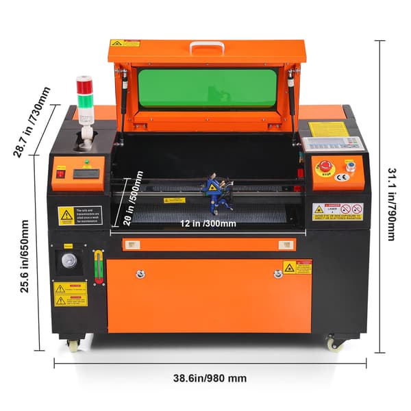 Lasergraver, 50W CO2, 30x51 cm, til træ akryl stof