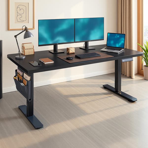 Højdejusterbart skrivebord 60x120x72-120 cm sort, elektrisk