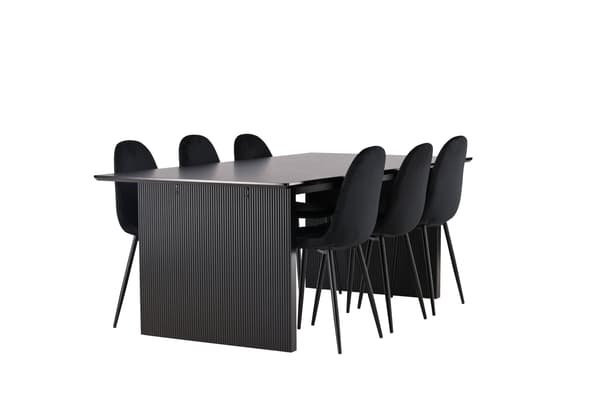 Spisebord og stol sæt Vail 200x100 cm Sort