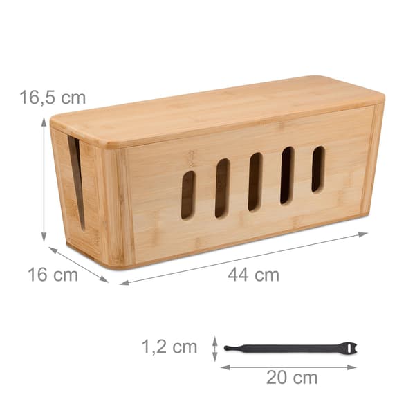 Kabelbox, 16.5x44x16 cm, Natur, Bambu, Kodustaar