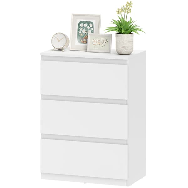 Kommode med 3 skuffer 55x34x75 cm Hvid