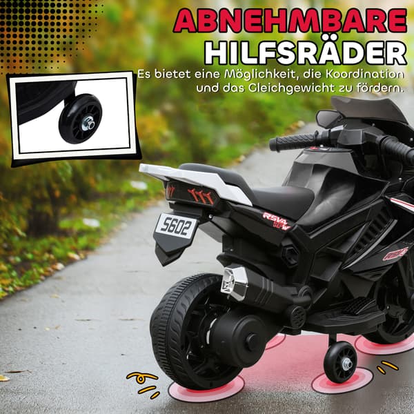 Elektrisk motorcykel til børn 75x36x49 cm sort, plast