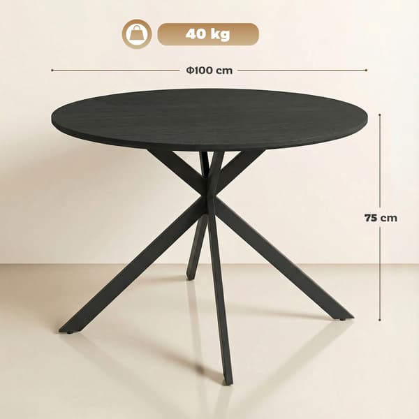 Spisebord, 100x75 cm, Sort, Stål