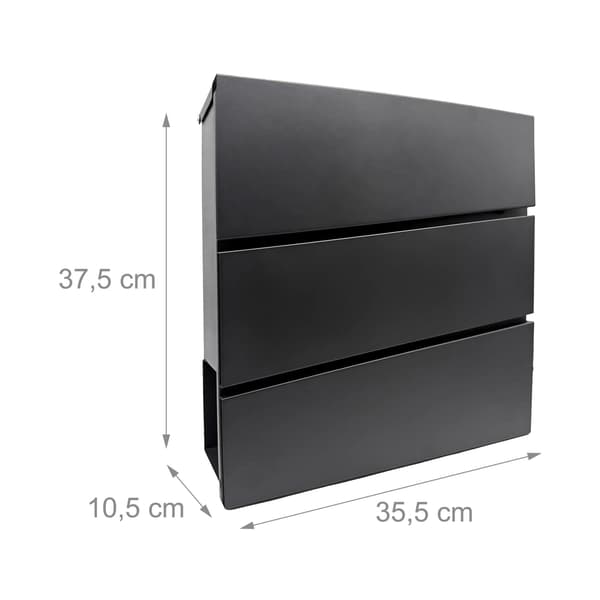 Postkasse, 37.5x35.5x10.5 cm, Sort, Stål, Kodustaar