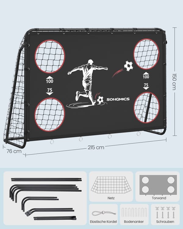 Fodboldmål 60x180x120 cm Sort Stål