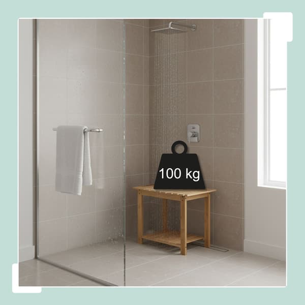 Badebænk, 42x53x33 cm, Lysebrun, Bambus, Kodustaar