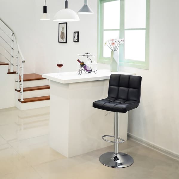 Barstol Sæt 46x42x96,5-118,5 cm Sort Kunstlæder
