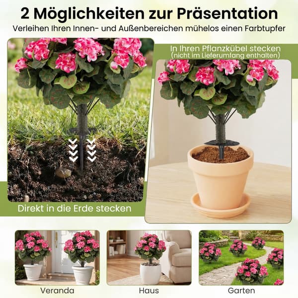 Kunstige pelargonier 2 stk Ø57x33 cm pink