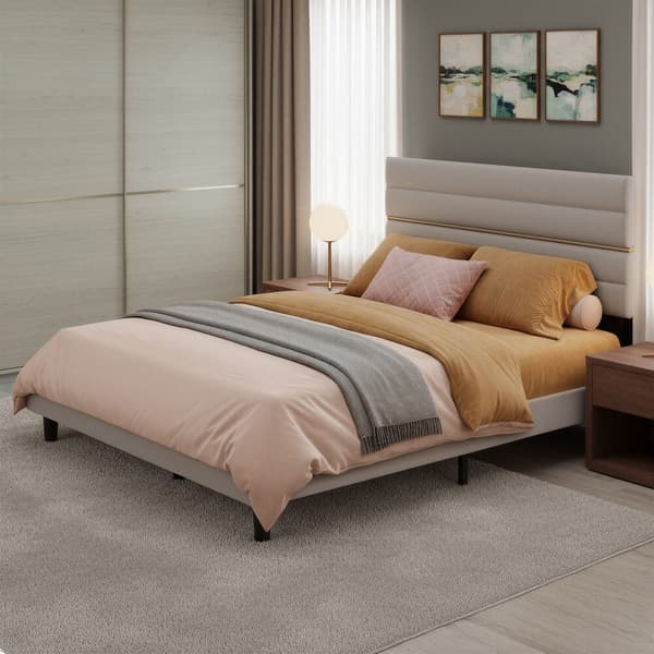 Sängynrunko 202x160x110 cm Beige Metalli ja Puu