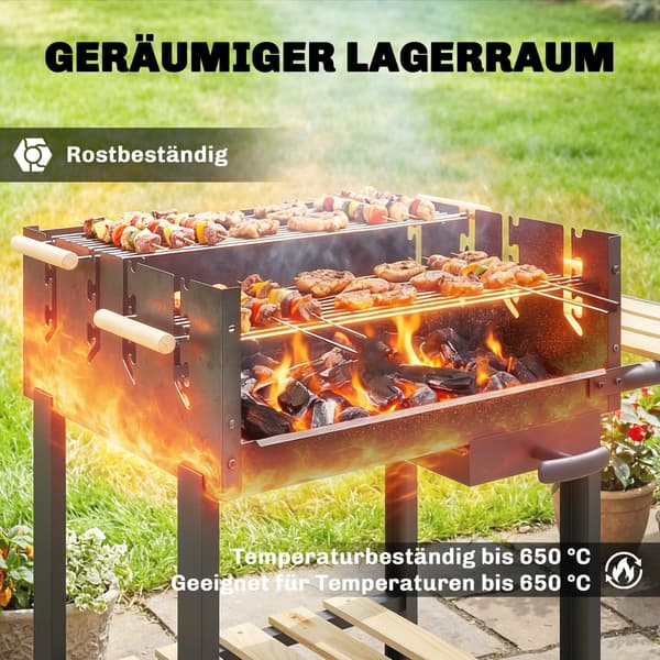 Kulgrill 99,5x58x82 cm Sort Metal