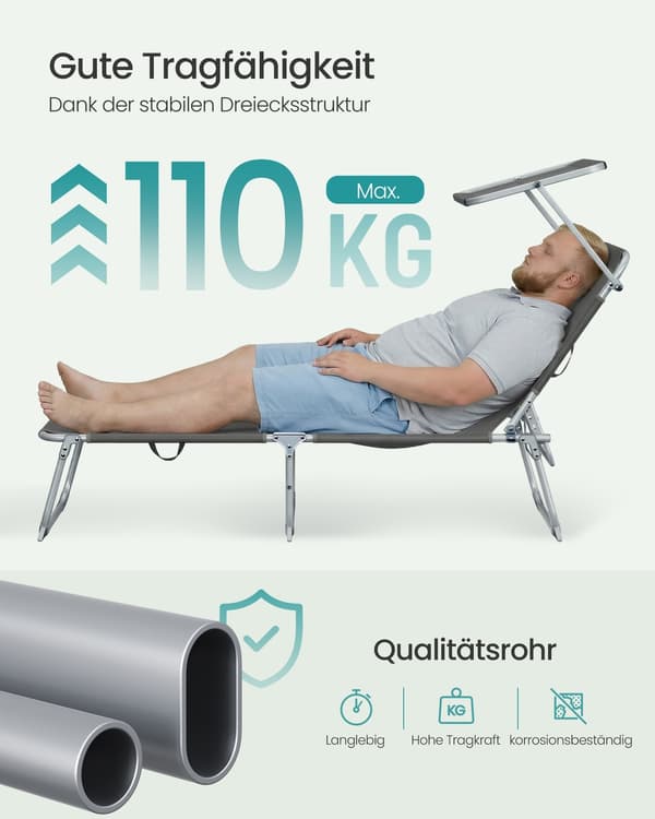 Solstol 189x53x28,5 cm Grå