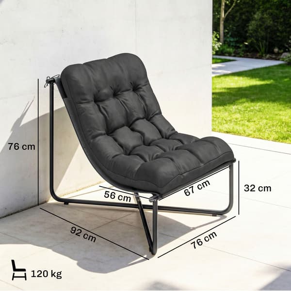 Loungefåtölj 76x92x76 cm Mörkgrå Stålram