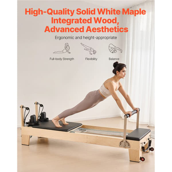 Pilates Reformer, 238x73.5x92.5 cm, Trä, Hemmagymutrustning