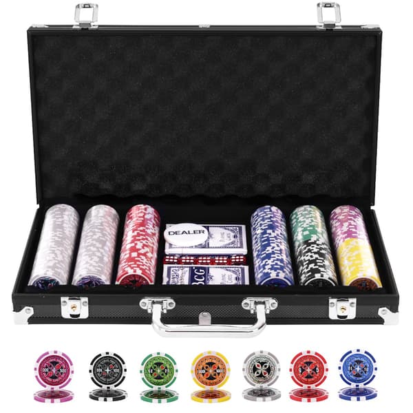 Pokerchipssæt 300 stk sort