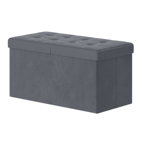 Oppbevaringsbenk 38x76x38 cm Grå Fløyel