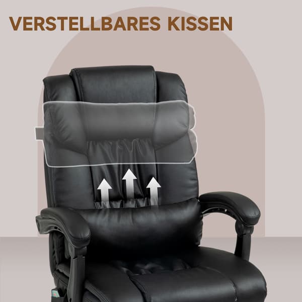 Kontorstol Ergonomisk med Massagefunktion 66x75x112 cm Sort Kunstlæder