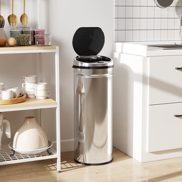 Sensor affaldsspand 50 L Ø30,5x81,5 cm sølv/sort