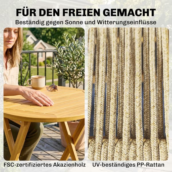 Balkonmøbelsæt 48x55,5x88 cm Beige Træ