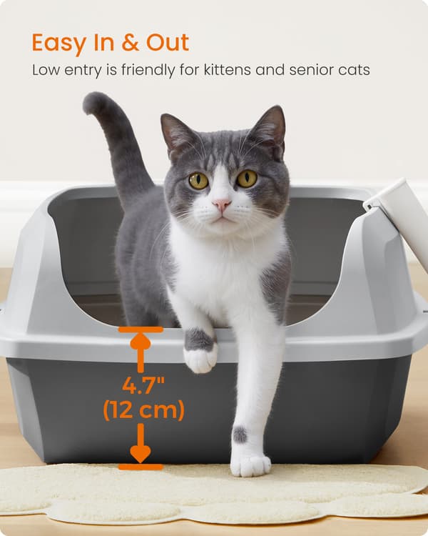 Kattebakke til kat 50,5x37,5x19,5 cm Grå Plastik