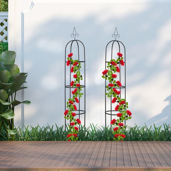 Trädgårdsobelisk set, 200x41 cm, Svart, Stål, Kodustaar