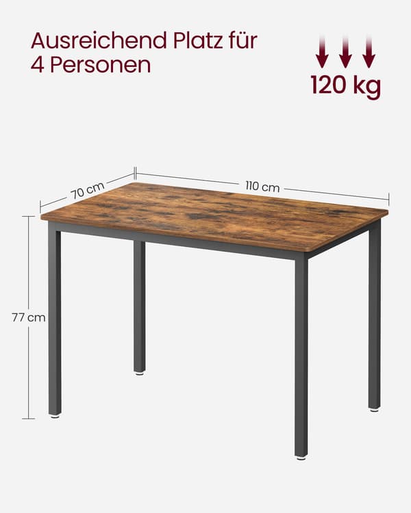 Spisebord 70x110x77 cm Brun og Sort Spånplade og Stål