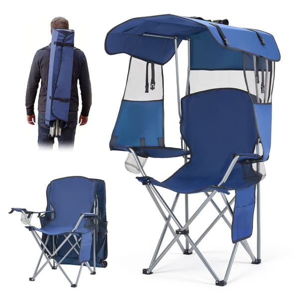 Campingstol 88x89x131 cm Blå Fällbar