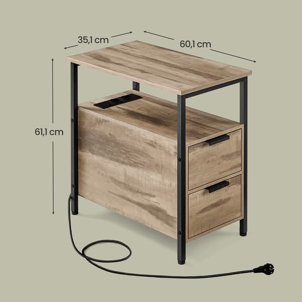 Sidebord, 60x35x61 cm, Brun-Sort, Træ-Stål