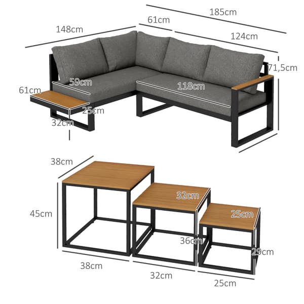 Utemöbelset, 148x61x71,5 cm, Grå